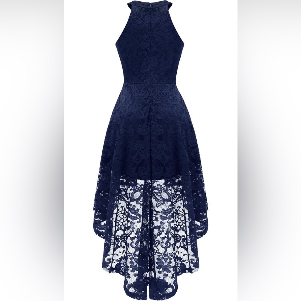 Dressystar 0028 Halter Floral Lace Cocktail Party Dress Hi-Lo Bridesmaid Dress